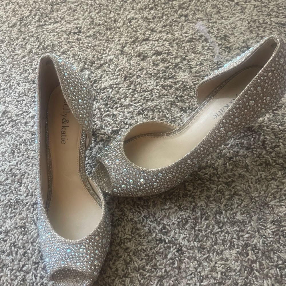 Kelly & Katie Glittering Silver Heels